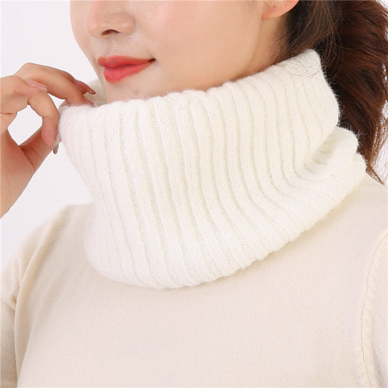 Thin Reversible Knit Scarf Ribbed Mini Snood Neck Warmer