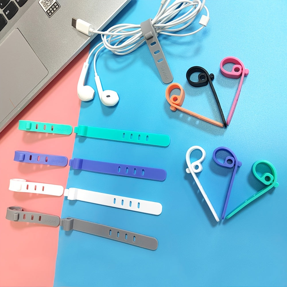10pcs Silicone 4 Hole Flat Data Cable Ties