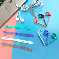 10pcs Silicone 4 Hole Flat Data Cable Ties
