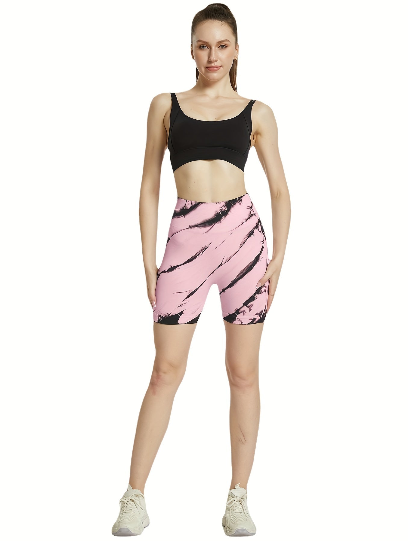 High Stretch Tie Dye Yoga Shorts for Women