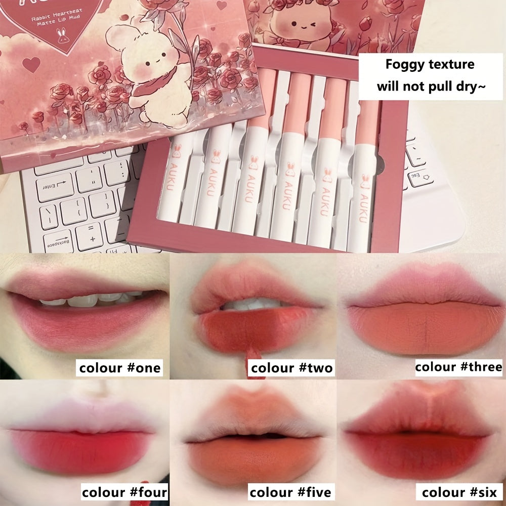 6-Pc Set Velvet Lip Glaze Natural Makeup Full Rendering Gift Women