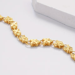 18K Plated Clover Heart Flower Bracelet Birthday Gift
