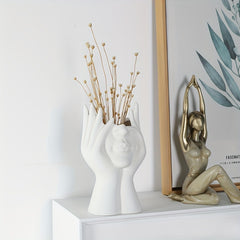 Unique Girl Face Resin Vase Flower Pot for Home & Garden