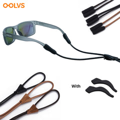 OOLVS Eyeglasses Chains PU Leather Lanyard Retainer Strap Cord