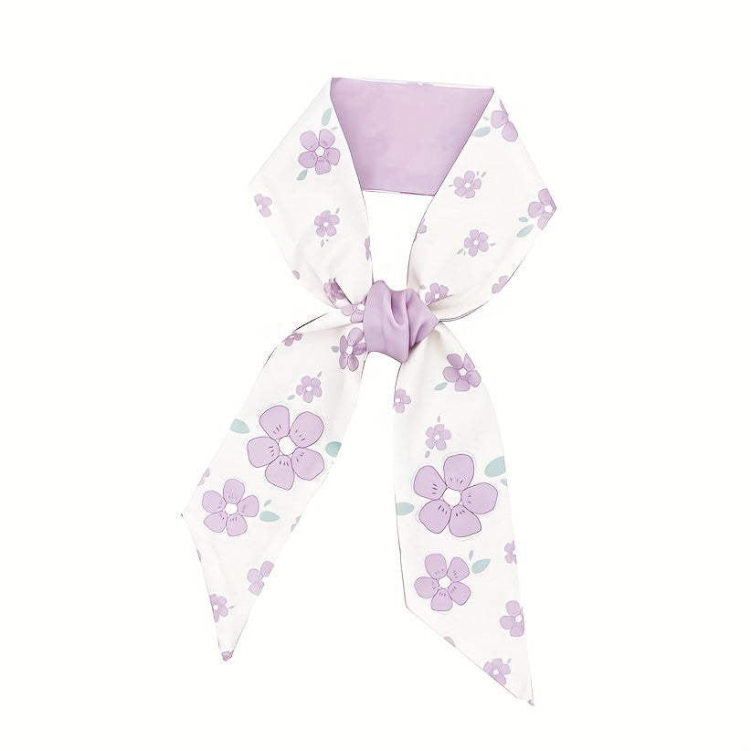 2pcs Coffee & Pink Skinny Scarf Long Ribbon Neckerchief Twilly Scarf