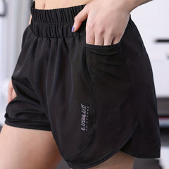 Letter Print Sports Shorts High Waist Quick Drying for Fitness