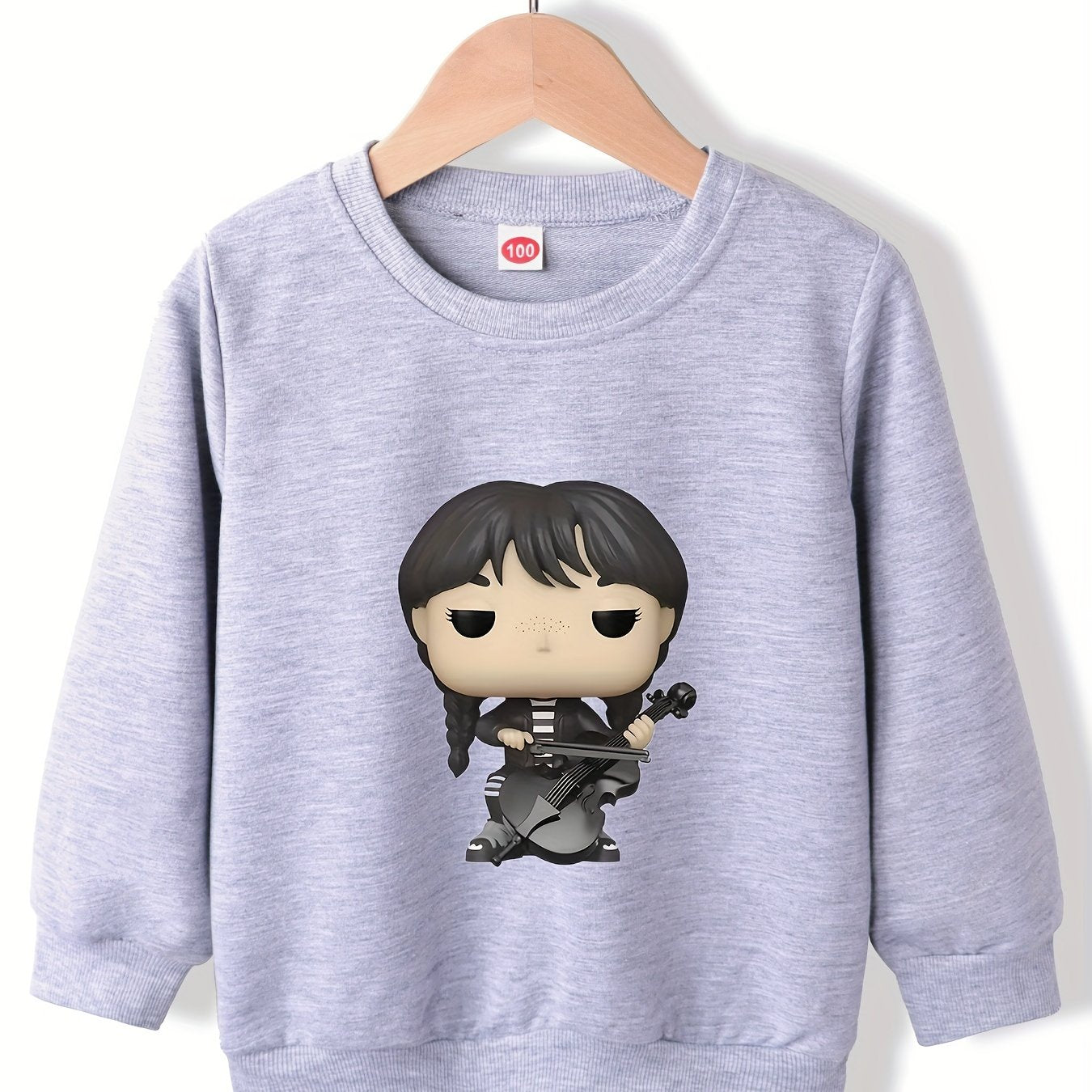 Cartoon Violin Girl Sweatshirt Top for Girls