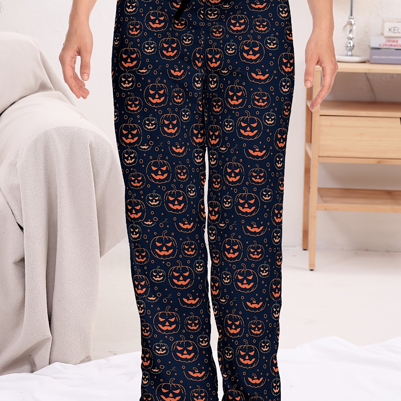 Pumpkin Print Sleep Bottoms Women's Pants