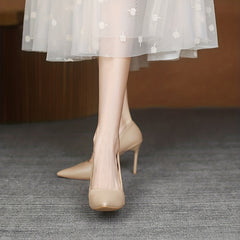 Solid Stiletto Heels Point Toe Pumps Comfy Work Shoes