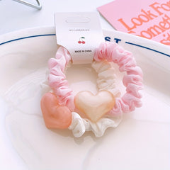 2pcs Bow Hair Ring & Sweet Hair Rope Ties Set