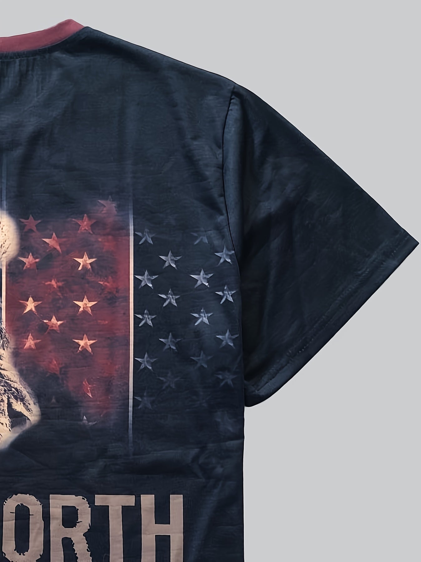 Men's Lion Pattern Sports Tee Shirt Casual Stretch Round Neck Tshirt