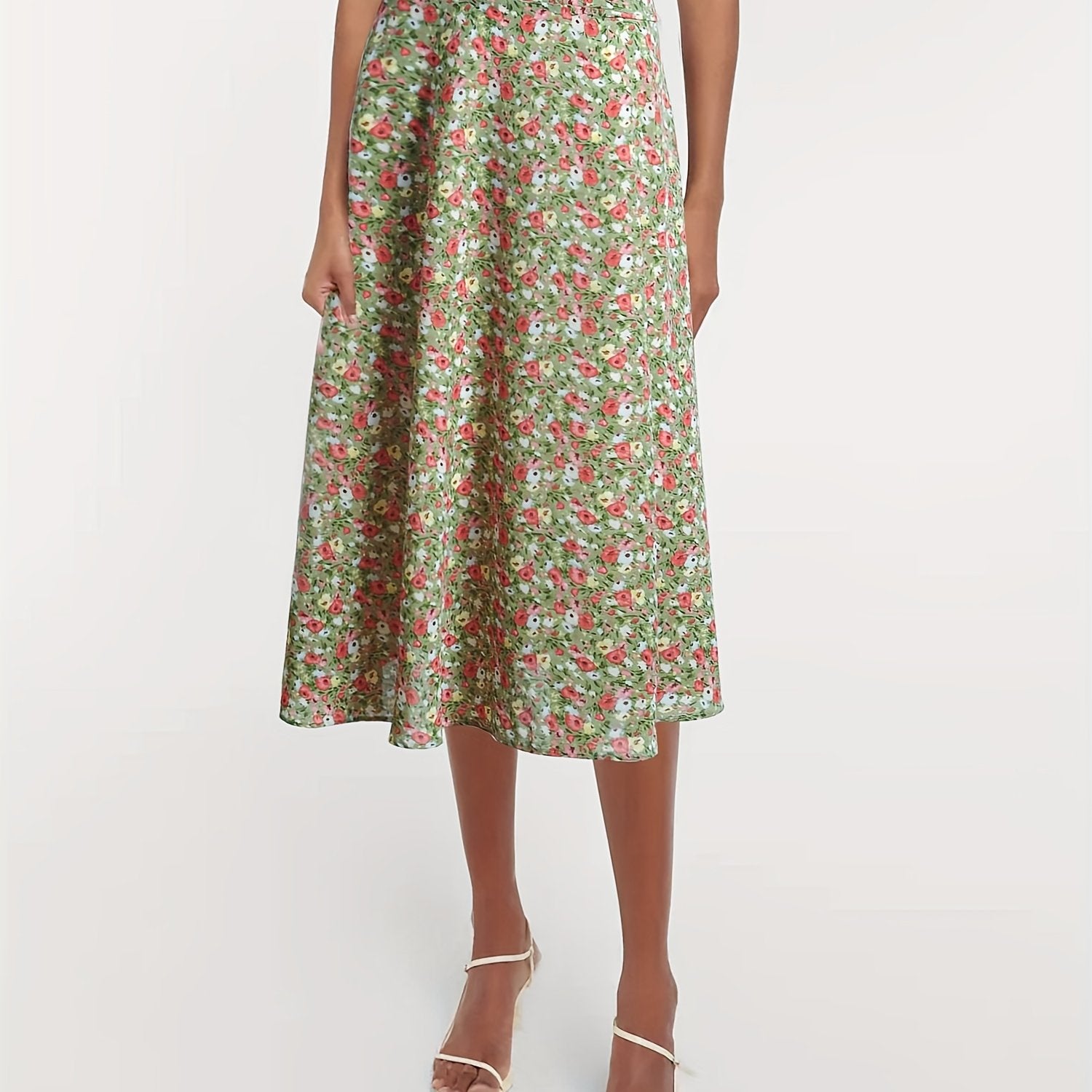 Floral Print Elastic Waist Casual Skirt for Spring & Summer
