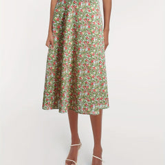 Floral Print Elastic Waist Casual Skirt for Spring & Summer