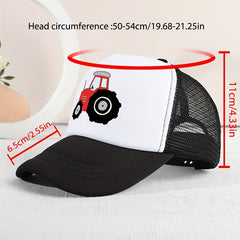 Cartoon Tractor Mesh Cap Sun Protection for Kids