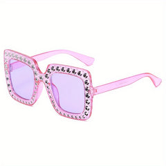 Oversized Rhinestone Decor Sunglasses Gradient Glasses UV400