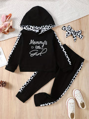 Girl's Set: Hooded Top, Leopard Print Pants & Headband