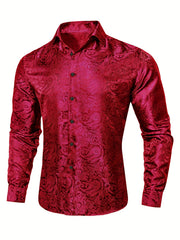 Paisley Print Men's Casual Button Up Long Sleeve Shirt
