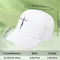 Faith Cross Print Baseball Cap Unisex Solid Sunshade Dad Hats