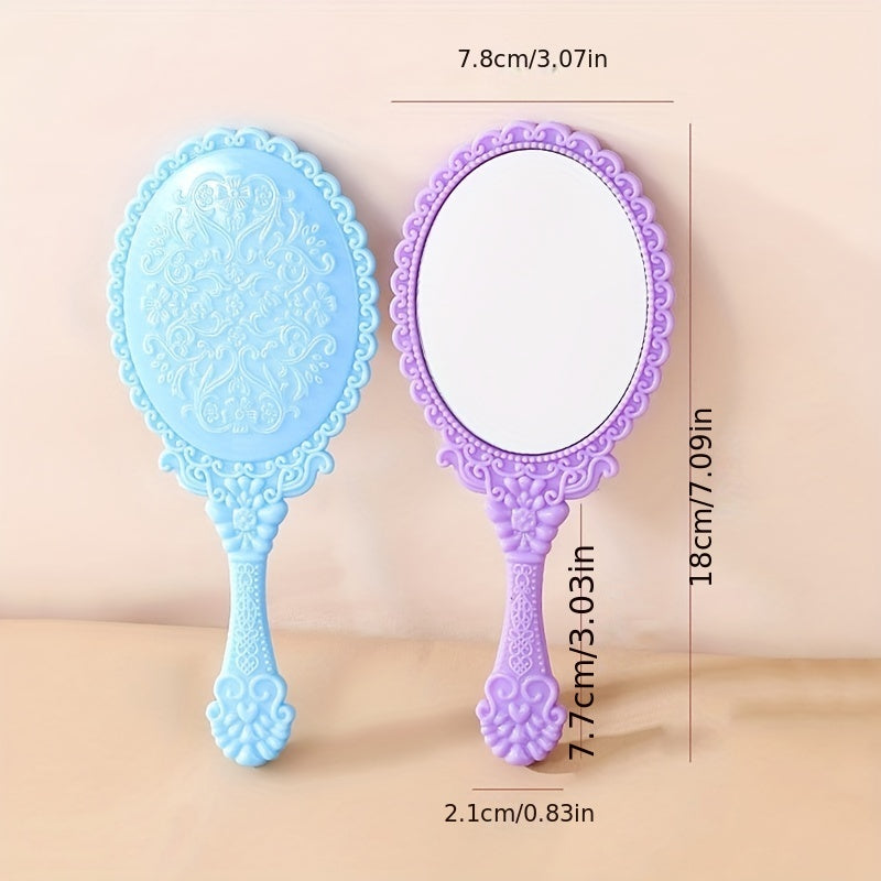 Antique Flower Handheld Mirror for Girls Travel Makeup Beauty