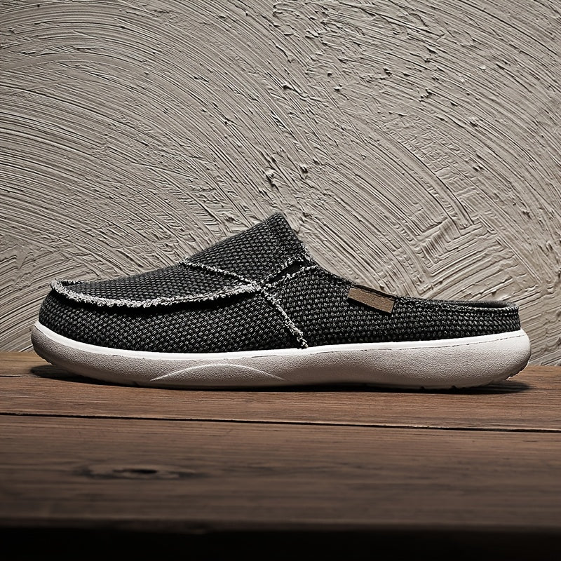 Men's Canvas Slip On Mules Lightweight Comfortable Open Back Shoes