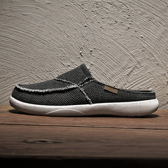 Men's Canvas Slip On Mules Lightweight Comfortable Open Back Shoes