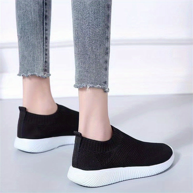 Women's Breathable Knit Sneakers Lightweight Slip On Shoes