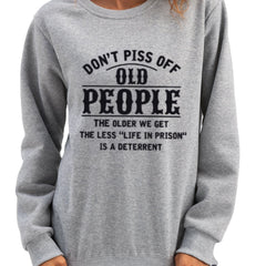Old People Letter Print Pullover Sweatshirt for Women