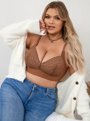 Plus Size Sexy Bra Women's Plus Contrast Lace Wireless Wave