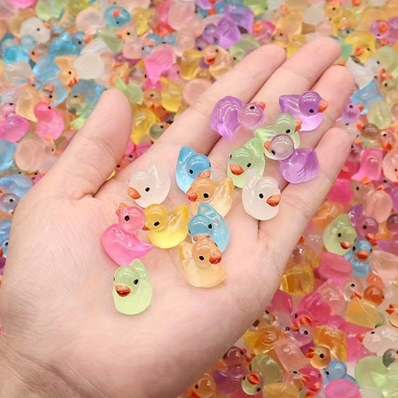 24 36 48 Glow in the Dark Mini Yellow Duck ABS Resin DIY Garden Decor