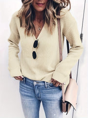 Women's V Neck Stretch Sweater