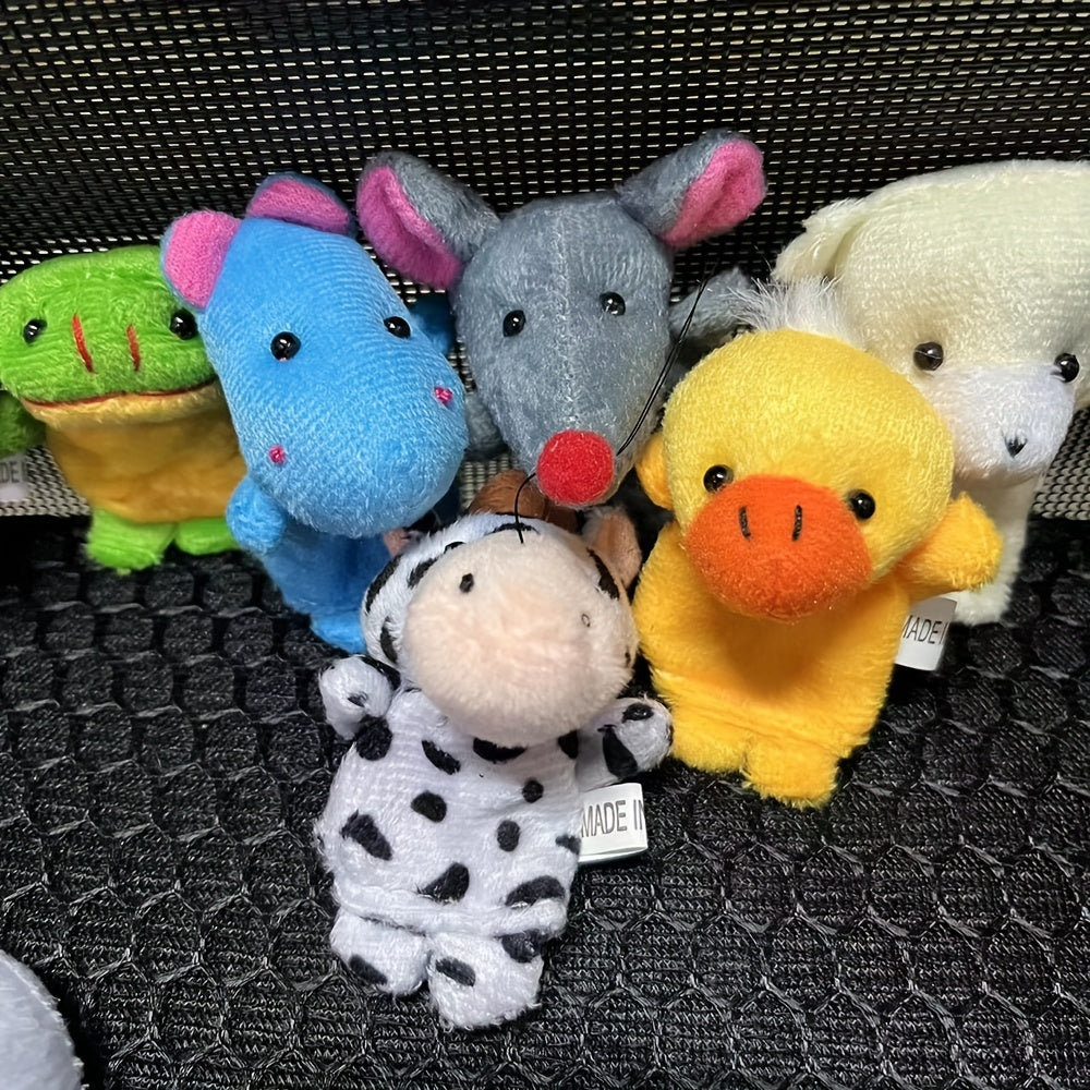 10pcs Plush Animal Finger Puppets Set Double Layer Foot Hand Doll Story Helper