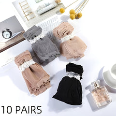 10 Pairs Sheer Short Socks Lightweight Anti-Snag Women's Stockings