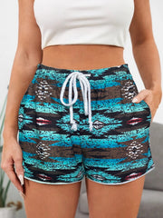 Geometric Print Drawstring Shorts for Women