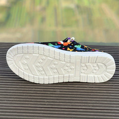 Women's Colorful Butterfly Skateboard Shoes Lace-up Flat Comfortable Sneakers