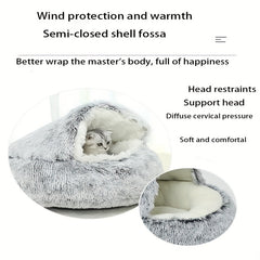 Plush Hooded Cat Bed Cave Comfortable Pet Nest Indoor Cats Small Dog Beds