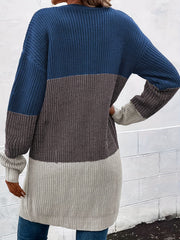 Striped Open Front Cardigan Long Sleeve Casual Cardigan