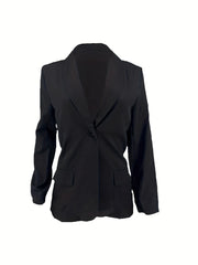 Solid Blazer One Button Shawl Collar Long Sleeve Outerwear