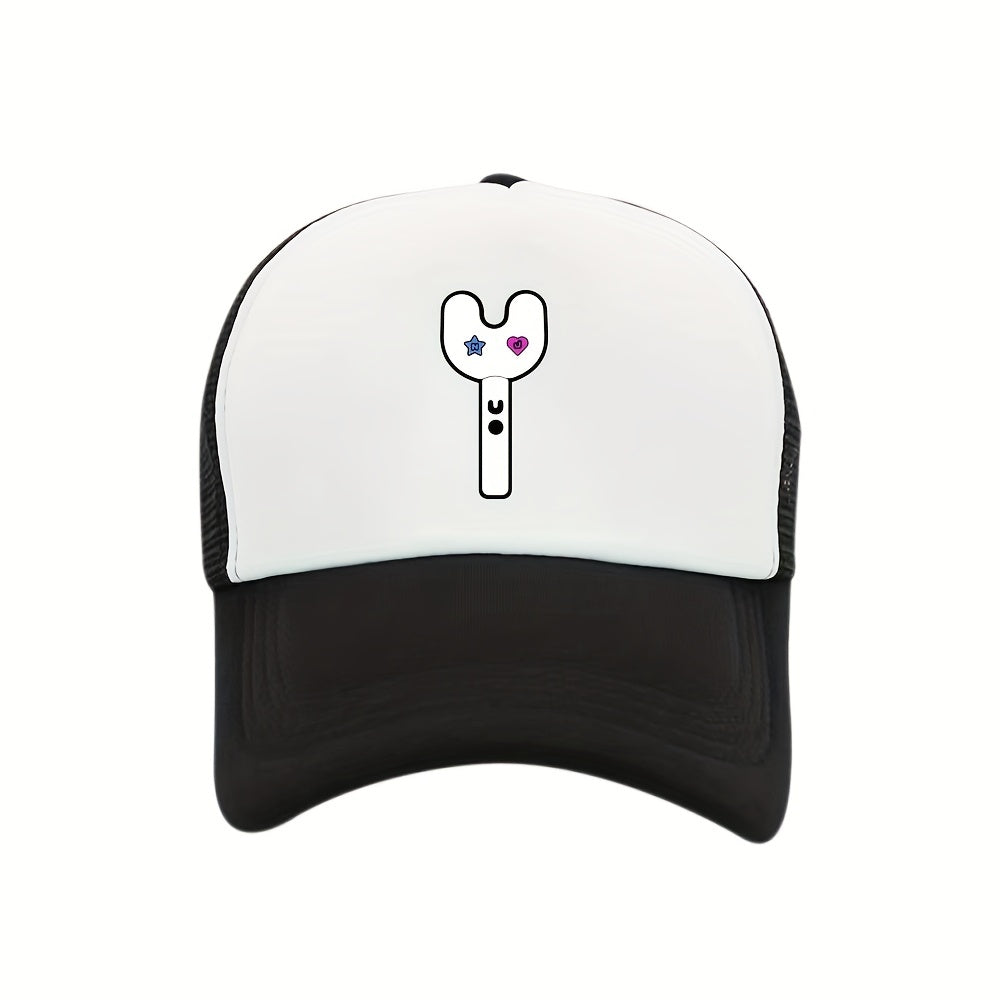 Y2K Print Causal Trucker Hat & Mesh Baseball Cap Sunshade Dad Hats