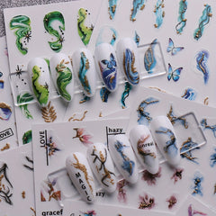 Shimmering Marble Nail Art Stickers Self Adhesive Glittery Reusable Decals