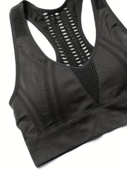 Mesh Full Cover Fitness Bra with Removable Pads