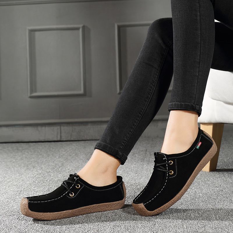 Women's Lace up Flat Loafers Soft Slip On Shoes