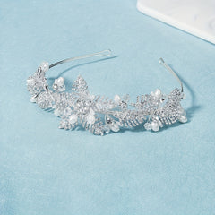 Faux Pearl Rhinestone Headband Tiara Headdress For Girls Women