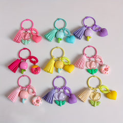 Tulip Flower Keychain Backpack Headphone Charm Pendant Ornament