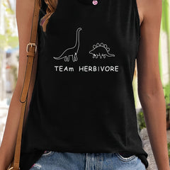 Dino & Letter Pattern Stretchy Sports Vest Sleeveless Top