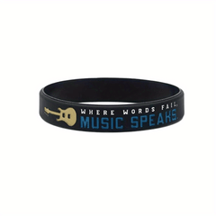 Musical Element Silicone Bracelet With Note & Instrument Pattern Rubber