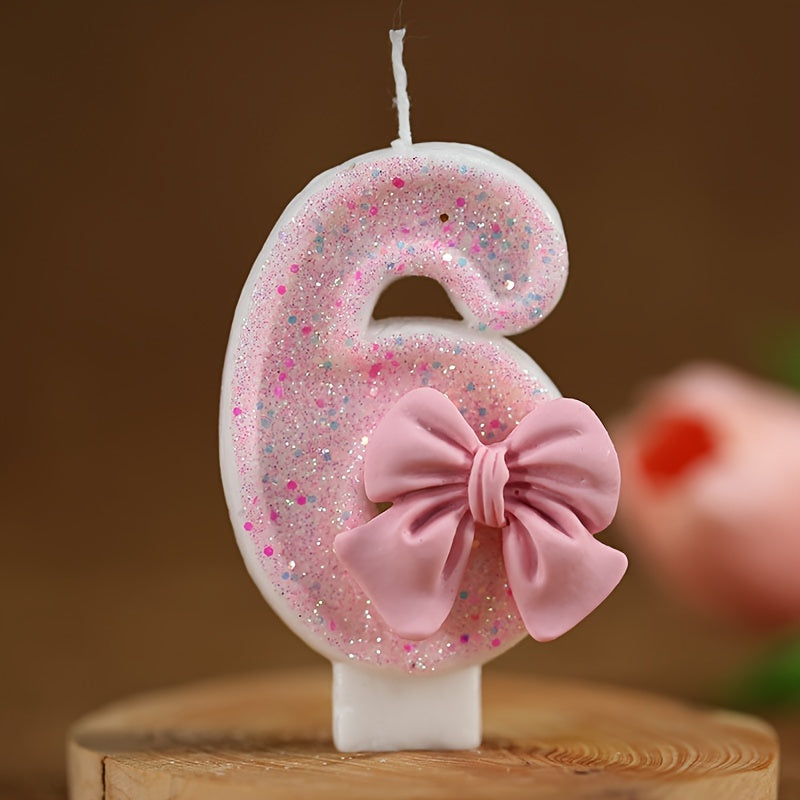 10pcs Number Candles Bow Cake Decoration For Birthday Wedding Anniversary Party