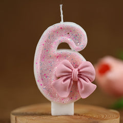 10pcs Number Candles Bow Cake Decoration For Birthday Wedding Anniversary Party