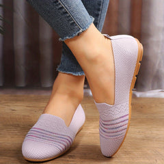 Women's Knit Ballet Flats Comfortable Slip On Shoes Casual Walking Flat