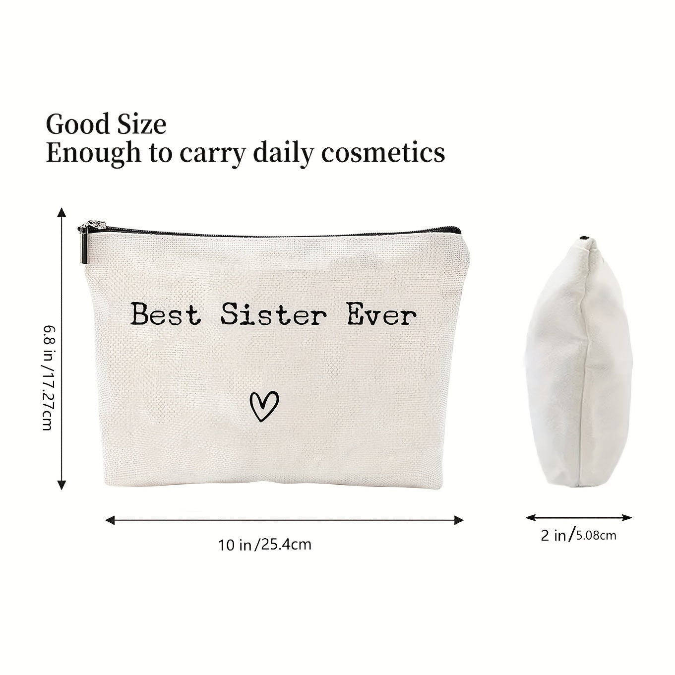 Portable Cosmetic Bag with Zipper Closure