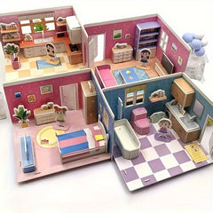 4pcs 3D Assembly Room Model DIY Building Puzzle Christmas Gift